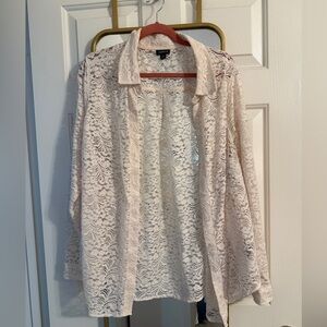 Torrid Ivory Lace Button Up Blouse